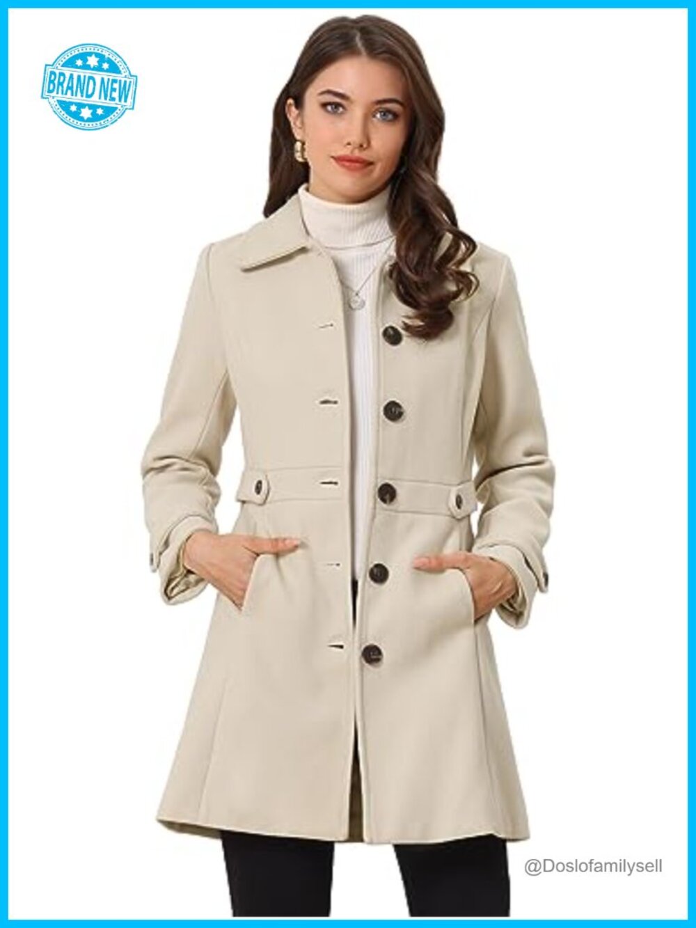 Women's Classic Single Breasted Overcoat with Pockets